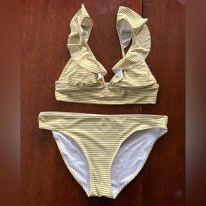 aerie Lime and White Striped Bikini Set